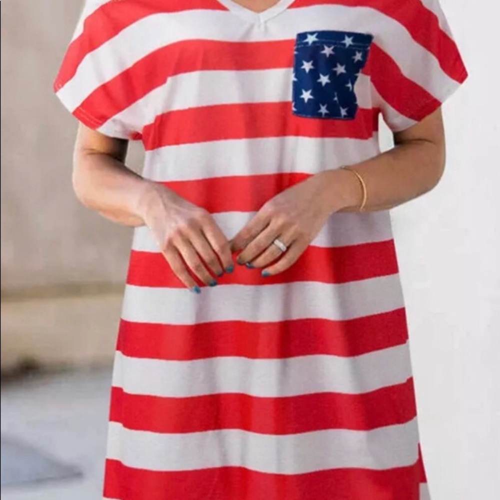 ❤️🇱🇷💙 American Flag Ladies Dress 💙🇱🇷❤️ - Picture 2 of 4